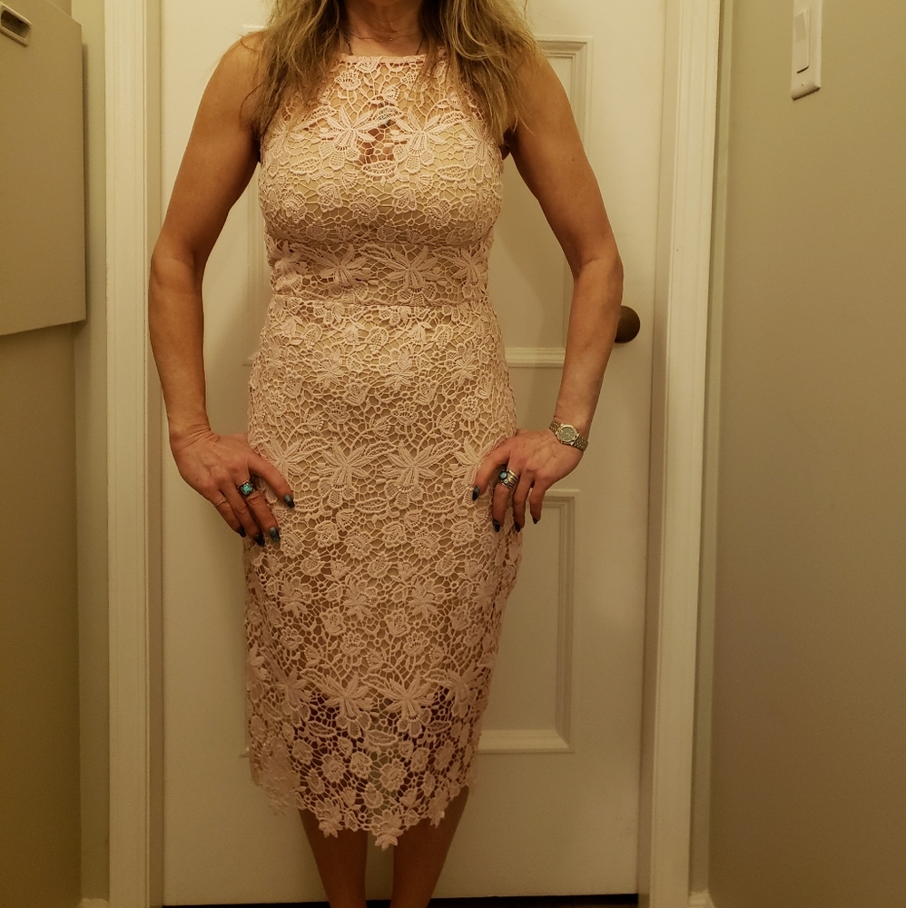 Bisou Bisou Michael Bohbot lace bodycon dress
